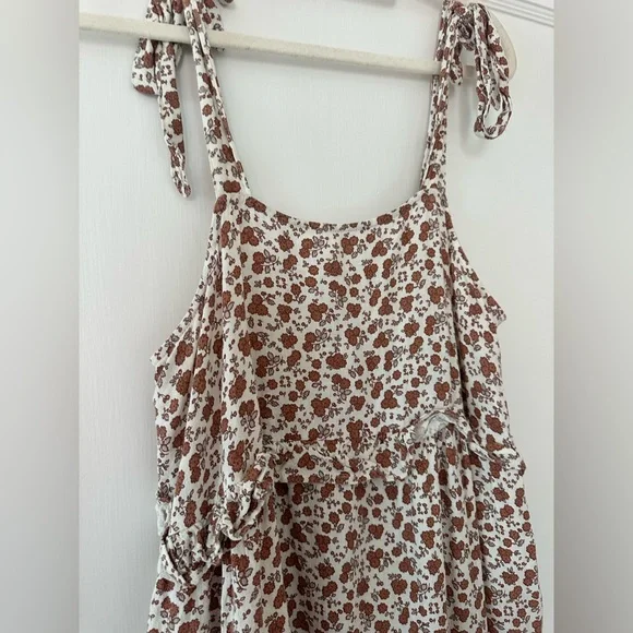 Rylee + Cru Brown & Cream Floral Smocked Sundress Sz M - Picture 5 of 8